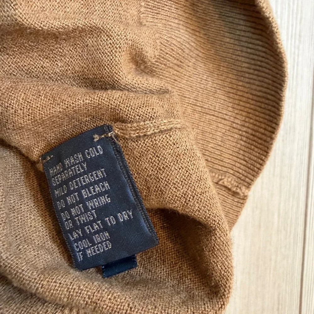 Polo Ralph Lauren Mens XL Brown V-Neck Cotton Cashmere Knit Pony Logo Sweater